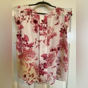 Floral Pink and White Blouse